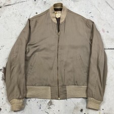 Vintage 50s Macys Beige Gabardine Rayon Ricky Bomber Jacket Mens 38 Rockabilly