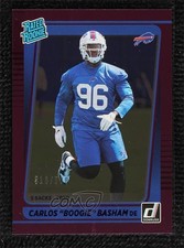 2021 Donruss Rated Rookie Season Stat Line 313/500 Carlos Basham Jr Boogie 1if9