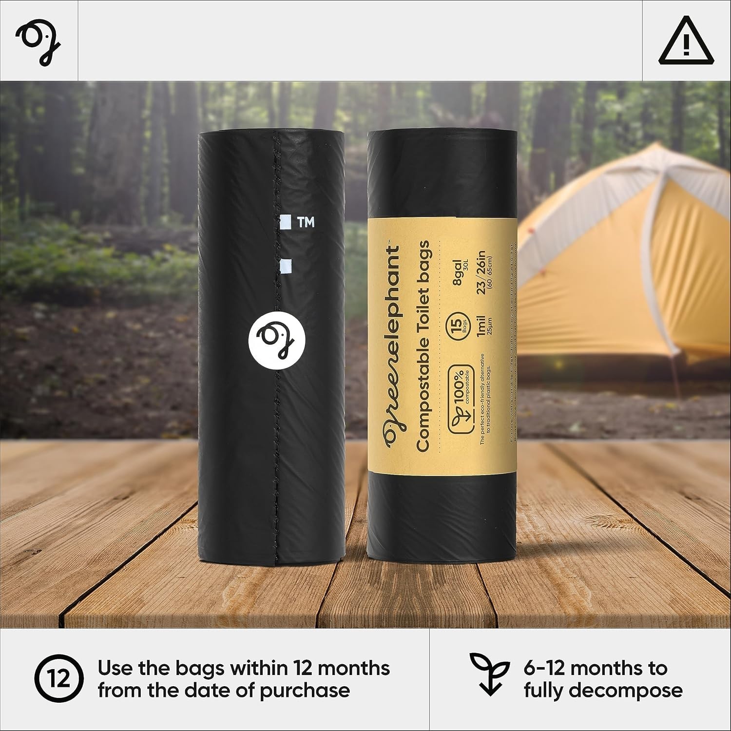 Portable Waste Bags – Camping Potty Liners, Biodegradable Sanitary Bags for 5...