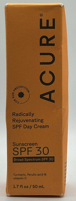 Acure Radically Rejuvenating SPF Day Cream W SPF 30 ~ EXP 10/26 ~ 1.7 OZ ~ READ