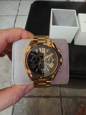 Michael Kors MK5739 43mm Gold Metal Case Black Dial Watch for sale