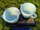 Fire King Ovenware Delphite Light Blue Milk Glass Creamer & Sugar Set Vintage