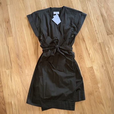 INSPR by Tezza Terrarium Moss Midi Cotton Canvas Wrap Dress Women s S NEW