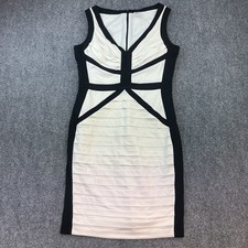 Sangria Black White Colorblock Bodycon Sheath Dress Size 12 Made in Philippines