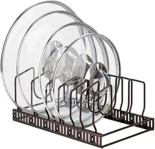 Toplife Pot Lids Organizer Rack for Cabinet and Countertop, 7+ Pan Lids and B...