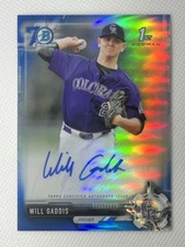 Will Gaddis 2017 Bowman 1st Auto Chrome Autograph Blue 70th REFRACTOR SP #/70