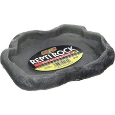 7.25" Medium Reptile Food Dish in Realistic Rock Design - All Life Stages Safe