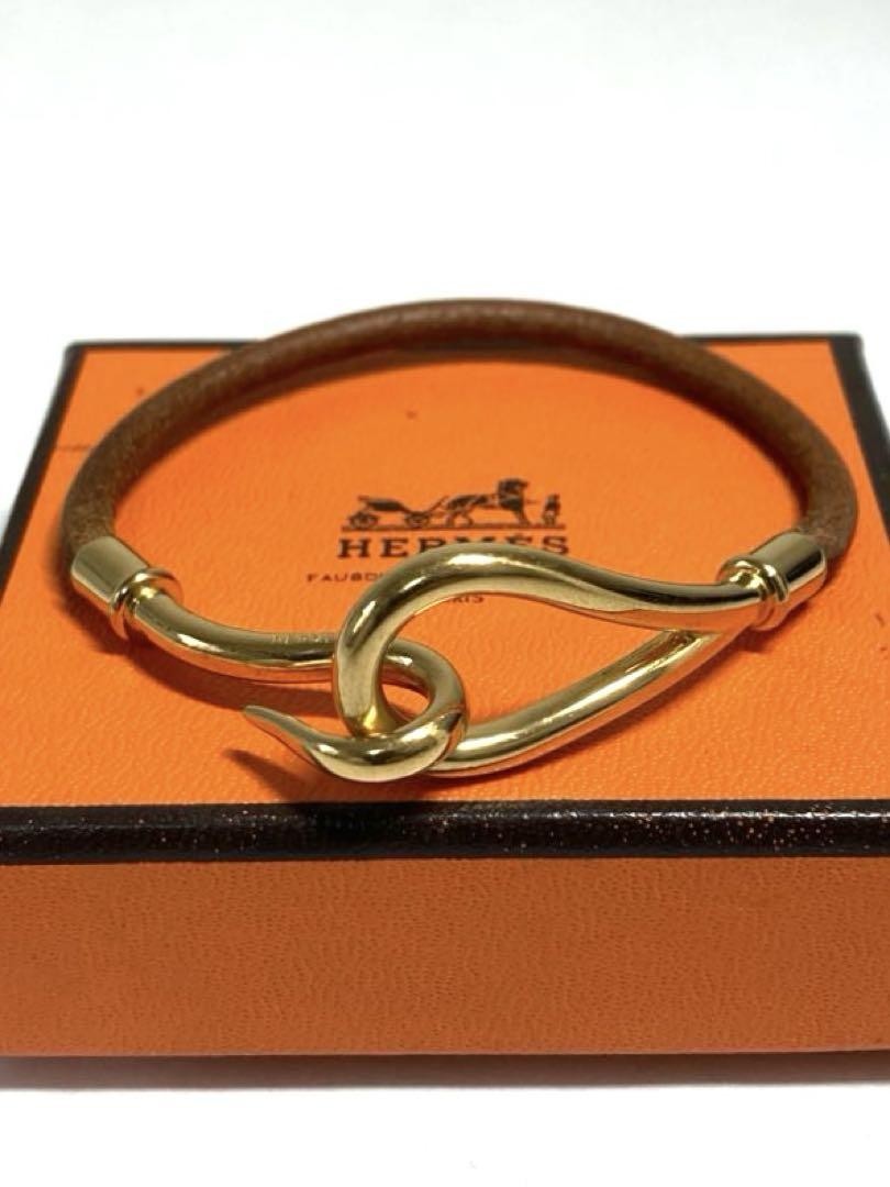 Hermes Jumbo Leather Bracelet Gold Hardware Pre-Owned No Box