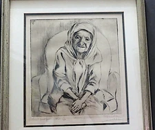 ISAAC FRIEDLANDER, 1947, ETCHING, MEEME MUTZEL, AP, NO.3, 1947, SIGNED, CLEAN
