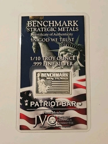 SILVER PATRIOT 1/10 OUNCE INVESTMENT BAR PURE 999FINE STACKERS & PREPPERS 2f