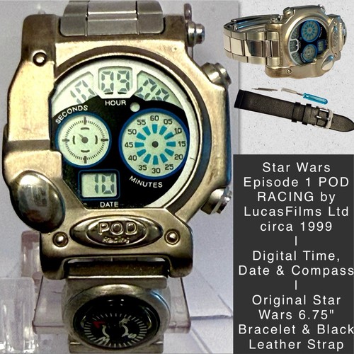 Vintage 1999 POD RACING | Episode 1 Star Wars LucasFilms Digital Watch & Compass