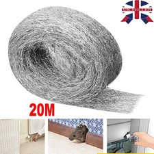 20M Steel Wire Wool Roll Wire Wool for Rats Mice Cleaning Smoothing Sanding UK