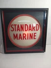 Vintage Gas Pump Glass Framed Illuminated STANDARD MARINE GAS sign 18"× 18"