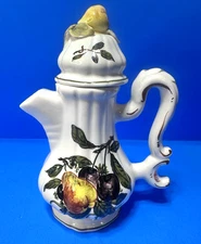 VTG Porcelain Small Floral Creamer Pitcher w lid, Hand Painted in Italy 6"