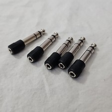 Lot of 5 Stereo Headphone Adapters 3.5mm 1/8" Female to 6.5mm 1/4" Male Jack