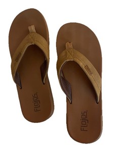 Flojos Mens Memory Foam Flip Flop Sandals CAMEL BROWN Size 12 M US