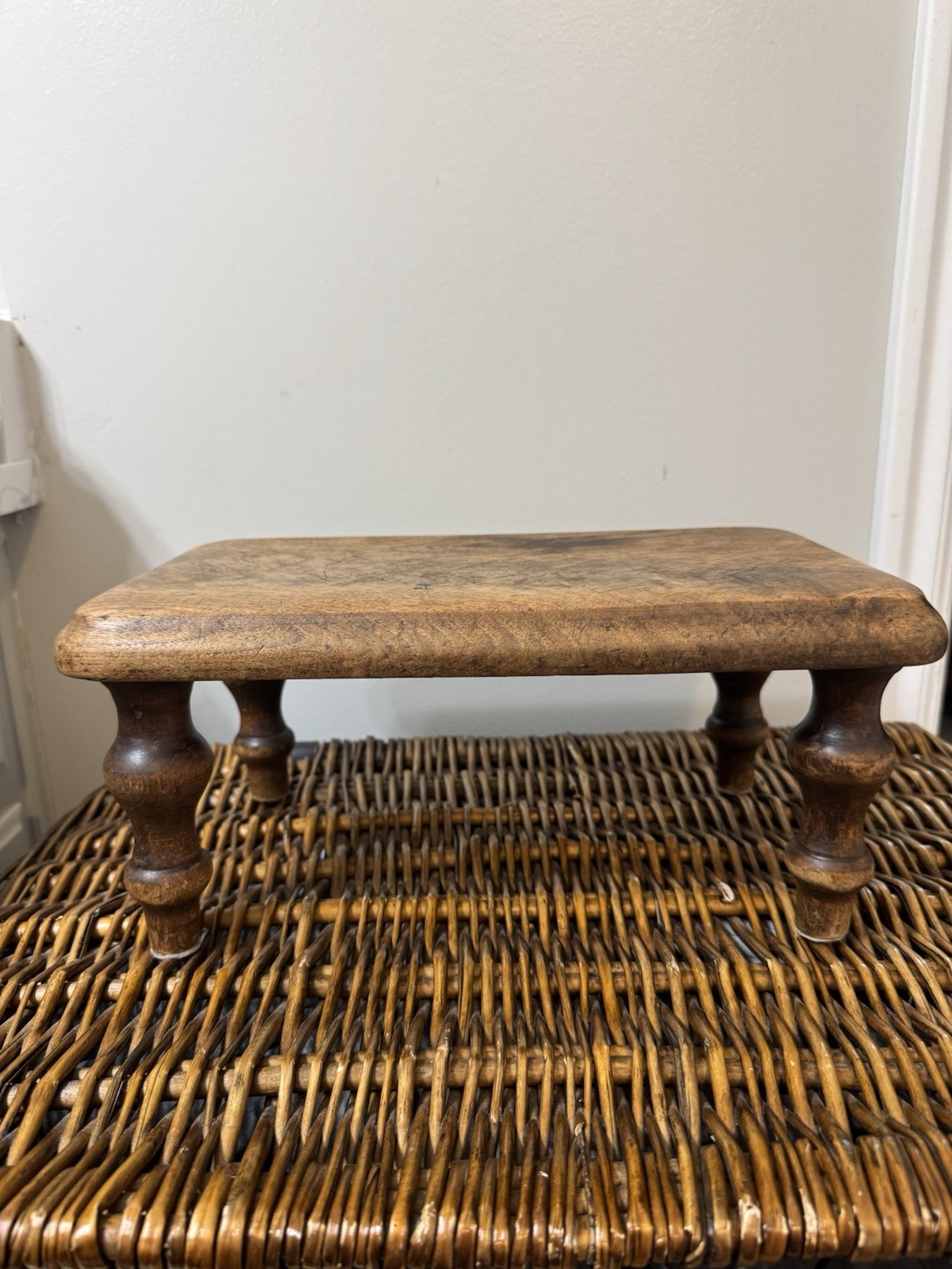 vintage French rustic wooden step stool or milking stool
