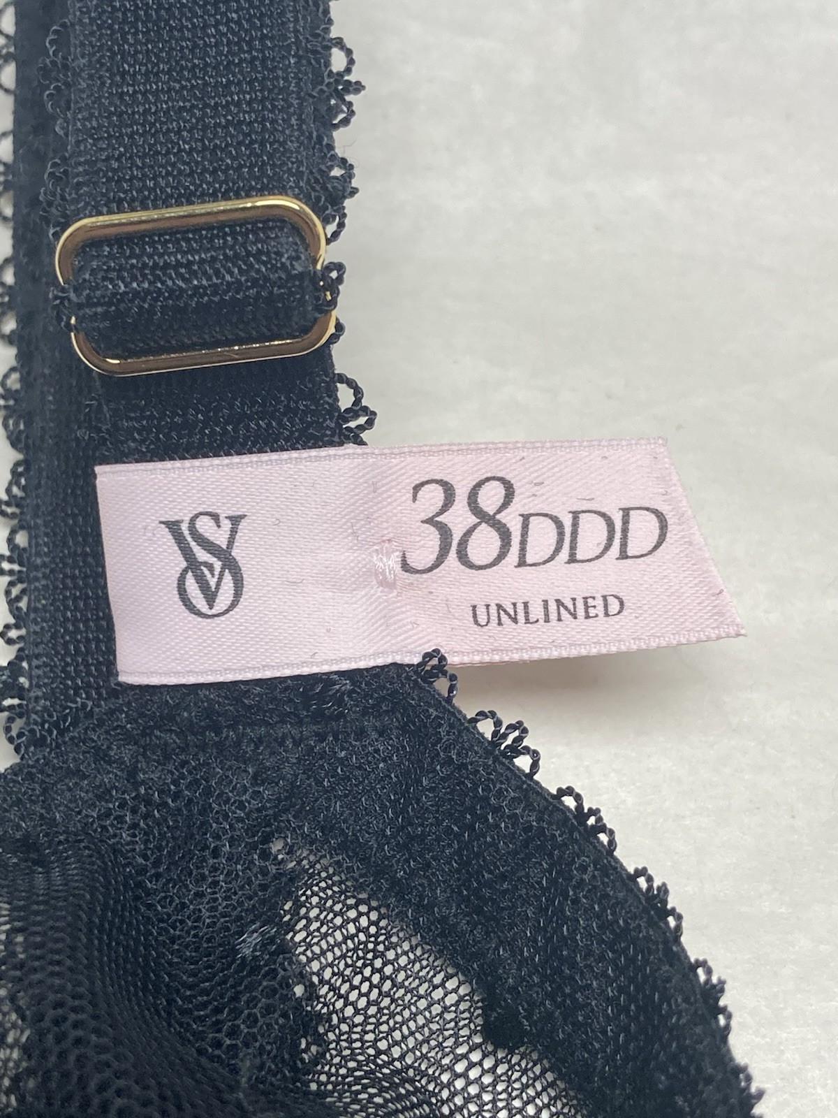 Victoria's Secret Unlined Black Lace/Mesh Bra Size 38 DDD