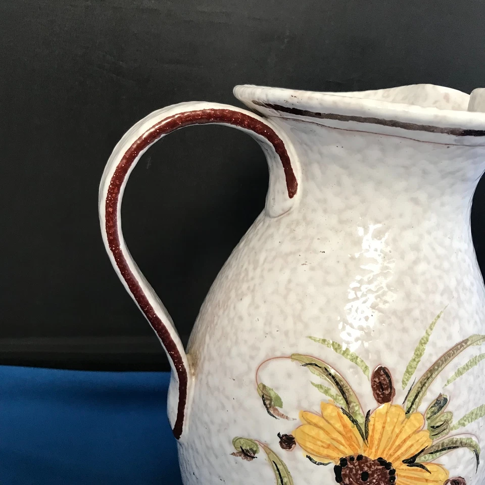 Vintage handbemalter Jaffe Rose Krug mit Sonnenblumen (Italien) - Bild 4 von 4