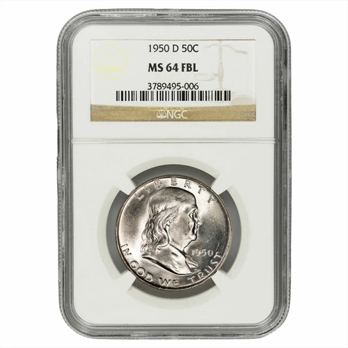 1950D Franklin Half Dollar 50C NGC MS 64 FBL