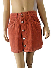 FREE PEOPLE Skirt 2 orange brown Corduroy Button front Ray Mini NWT