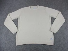 Frank And Oak Sweater Mens Large Cream Textured Knit Crewneck Pullover Warm