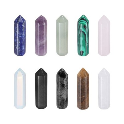10 Kristallstäbe 33 x 8mm Gemischtes Kristallset Für Chakra Verschiedene Farben