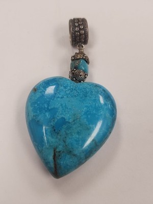 VINTAGE JAY KING TURQUOISE HEART STERLING SILVER 925 PENDANT #3468