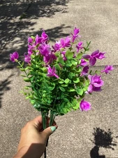 NEW Set of 8 Purple Flower Leaf Artificial Floral Inserts- 13in