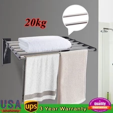 Wall Mounted Clothes Drying Rack Laundry Holder Shelf Folding Dryer Hanger-60cm