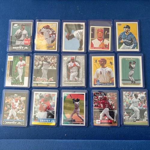 Ken Griffey Jr 15 (Fifteen) Baseball Card Lot Upper Deck, Topps, Fleer, Donruss