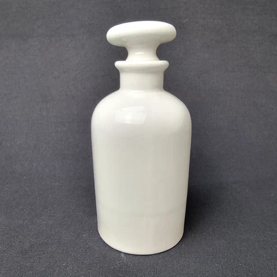 Bouteille Ancienne Céramique Blanche - Flacon Pharmacie Vintage - Photo 1/4