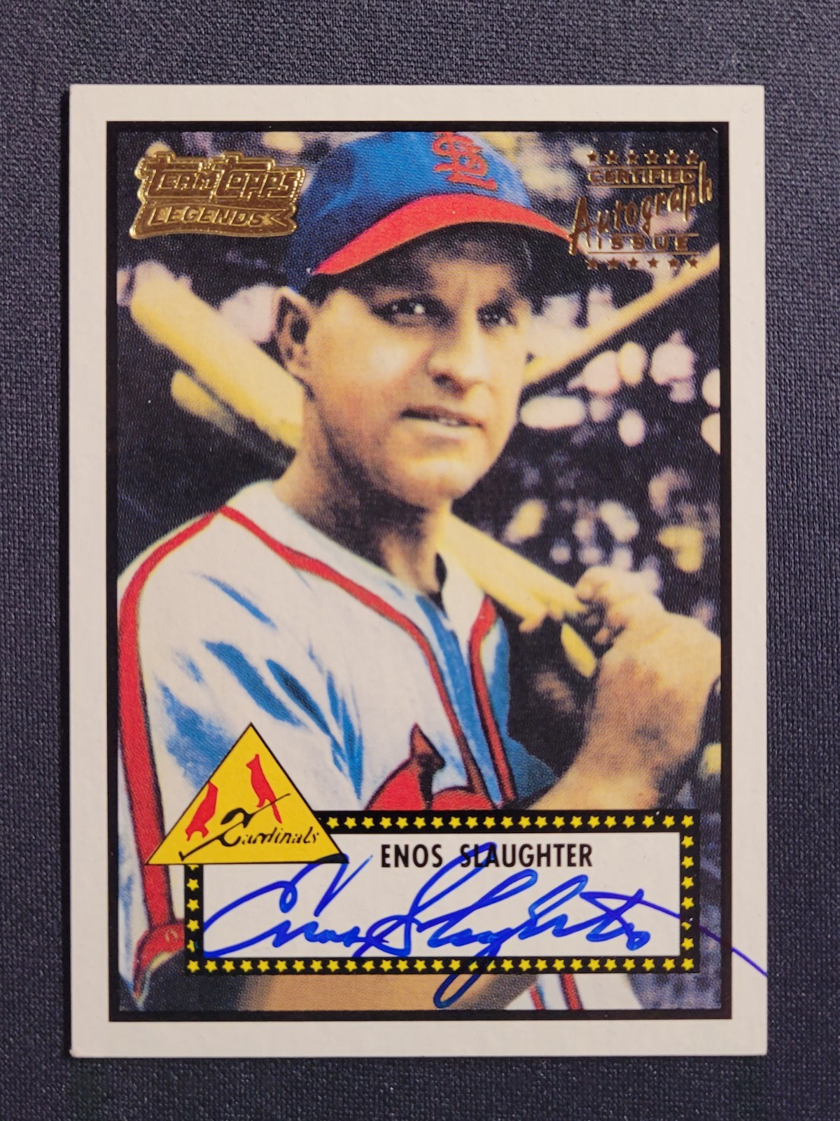 Enos Slaughter #TT36R 2001 Topps American Pie Baseball Team Topps Legends Autographs (2001 Copyright)