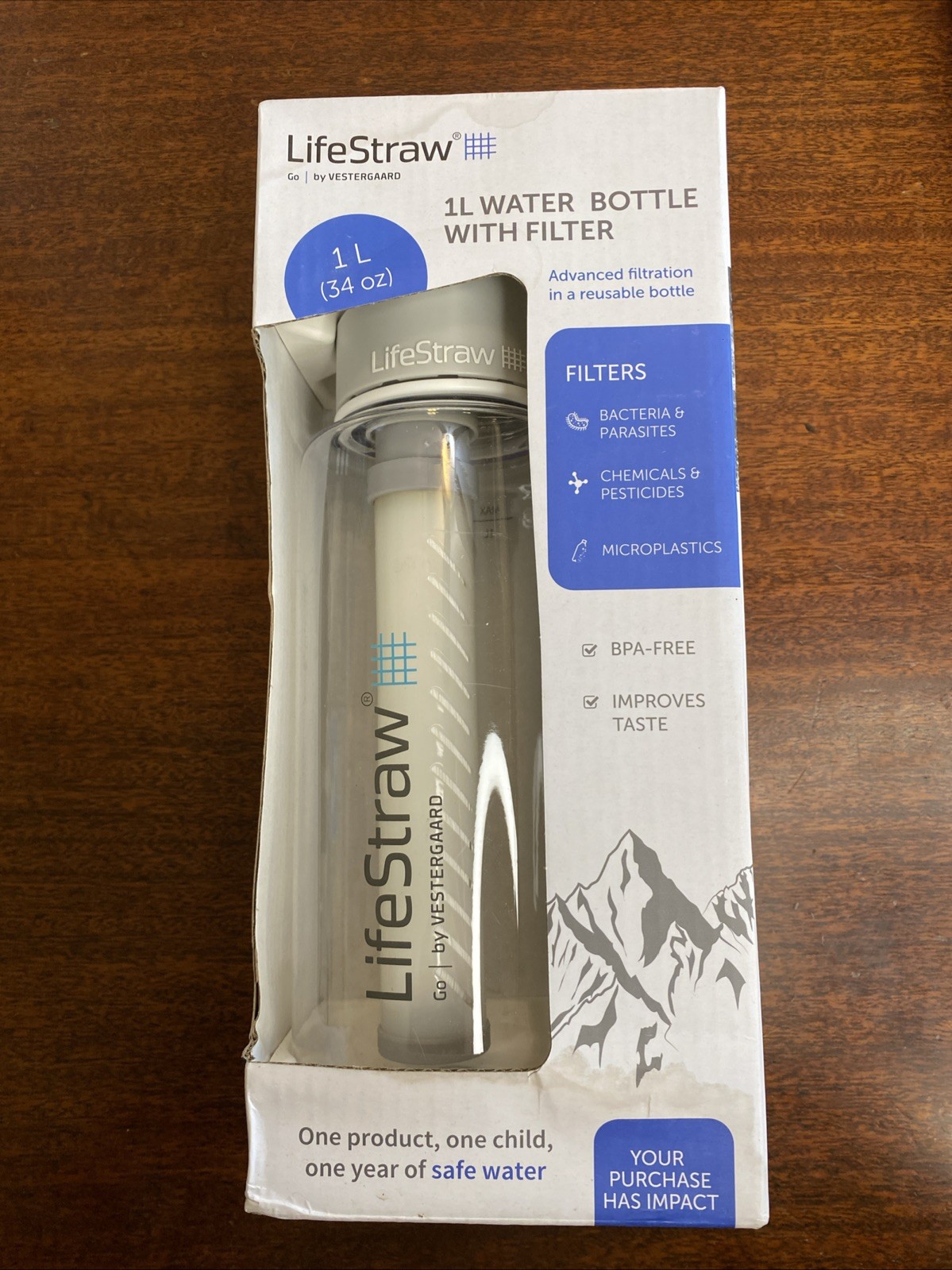 NEW Life Straw 1 L Clear Bottle