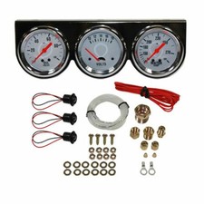Universal 2-58 3 Gauge Set Chrome Bezel Water Oil Pressure Volts 3 Gauges Kit