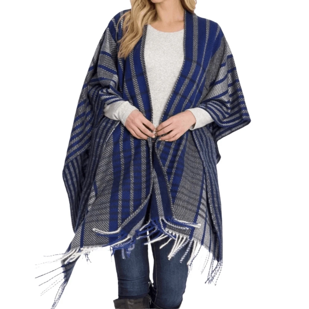 Woolrich Cozy Plaid Blanket Wrap One Size Cottagecore Winter Poncho Cape Cardi