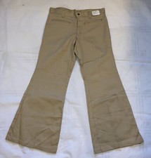 New Vintage 70  s Camel Color Elephant Bell Bottom Cotton Pants Size 32/30