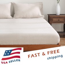 Luxury 100 Linen Bed Sheet 3 Pcs Set 1 Fitted Sheet 2 Pillowcases -Deep Pocket