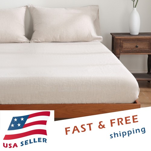 Luxus 100% Leinen Bettlaken 3tlg Set 1 Spannbetttuch 2 Kissenbezüge - tiefe Tasche - Bild 1 von 71