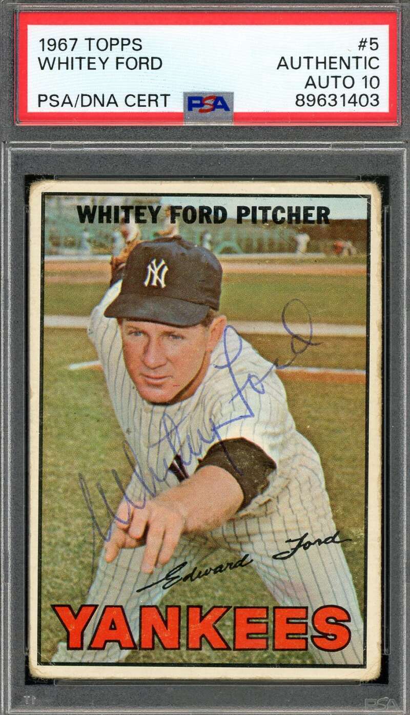 Whitey Ford Gem Mint 10 PSA DNA Signed 1967 Topps Autograph