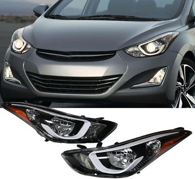 Pair Headlights Assembly For Hyundai Elantra 2014-2016 Halogen Factory LH+RH