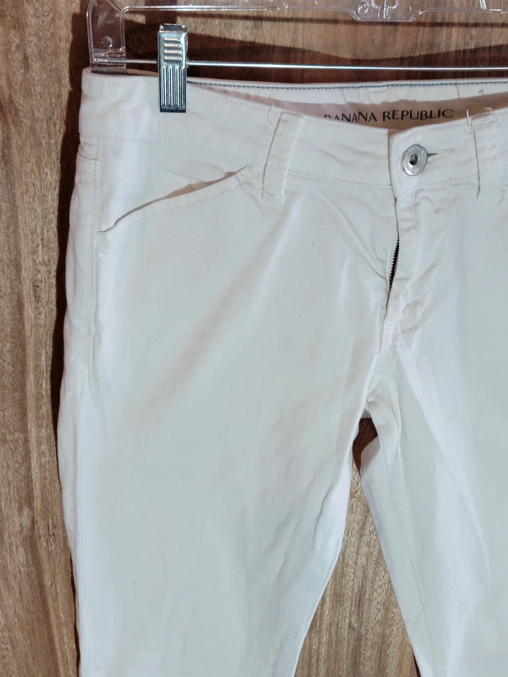banana republic jeans womens size 27p (actual 29 in waist) skinny low rise white - Image 2 of 4
