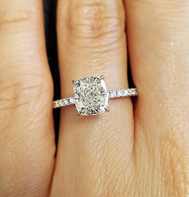 New Ct Cushion Cut Diamond Round Cut Accents Engagement Ring