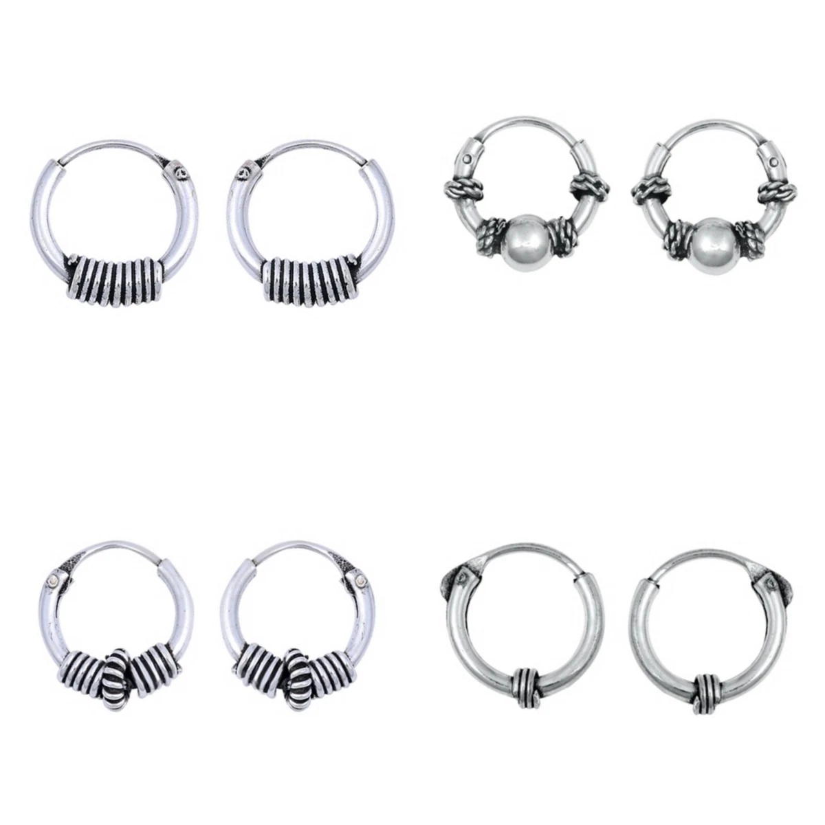 Sterling Silver Bali Hoop Earrings Choose Style eBay