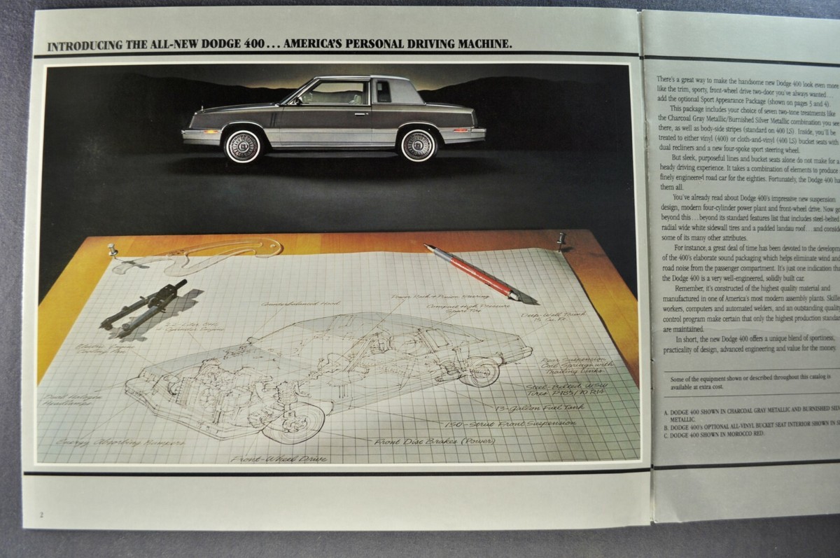 1982 Dodge 400 Catalog Sales Brochure LS Sedan Convertible Nice