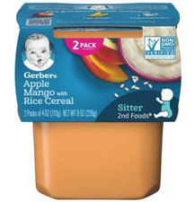 Gerber 2nd Foods Apple Mango w/ Rice Cereal Baby Food Non GMO   2 Ct   Pack of 4