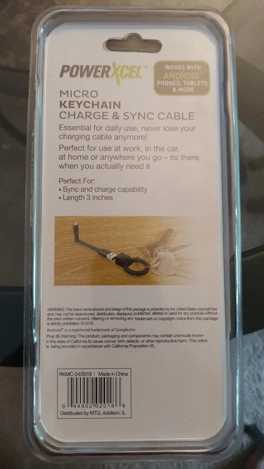 Powerxcel micro keychain charge & sync cable for ANDROID PHONES AND TABLETS - Image 2 of 2