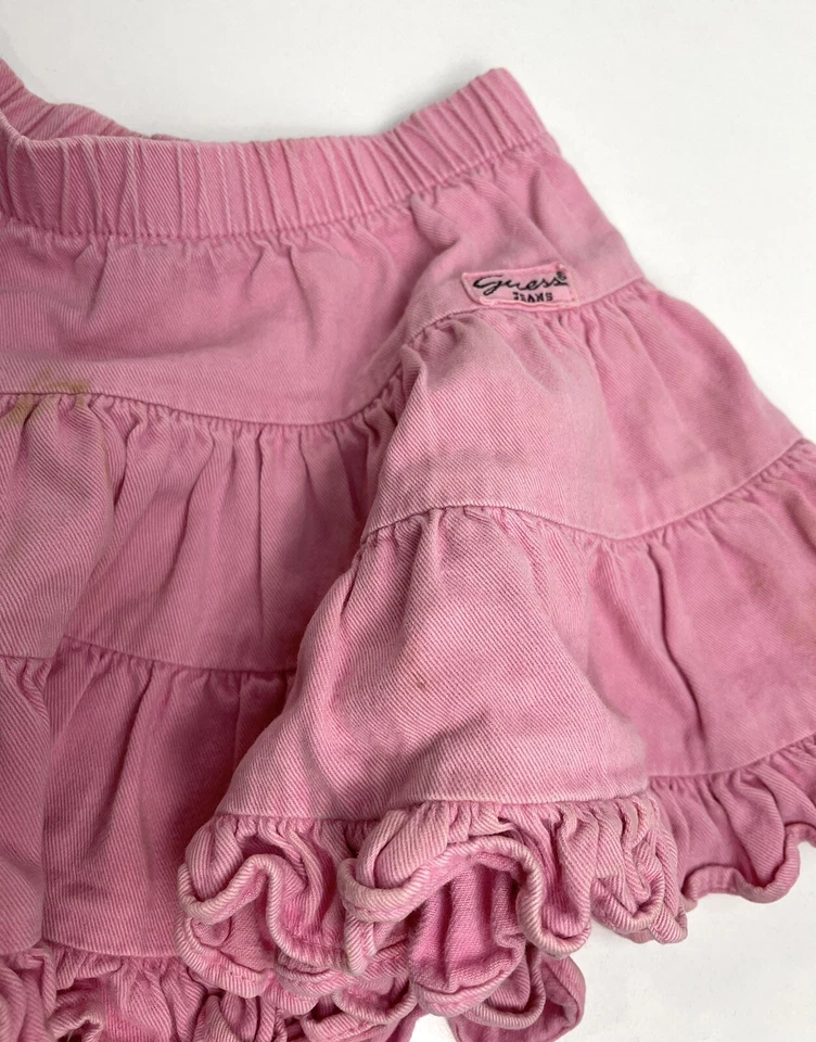 Vintage GUESS Girls Size 4Y Pink Denim Ruffled Skirt ***READ*** - Image 4 of 4