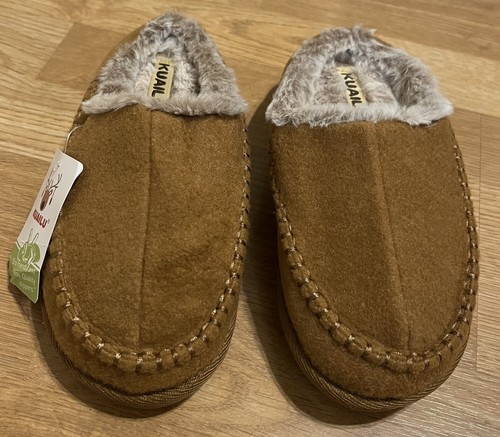 NWT Kuailu Slippers Women Sz 6 Clog Slip On Tan Memory Foam Faux Fur Non Slip - 第 1/10 張圖片