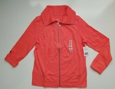 Lizwear Women's Coral Orange Jacket Size Small Collared Zip Lightweight Nwt